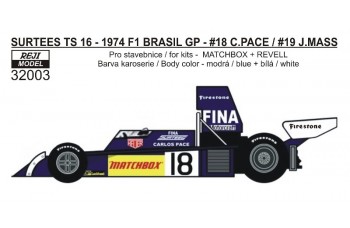 Decal – Surtees TS16 - 1974 F1 Brasil GP - #18 Pace / #19 Mass 1/32